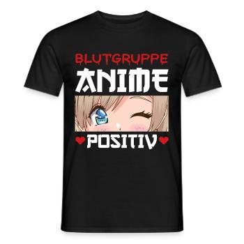 Blutgruppe Anime Positiv Kawaii Anime Girl Merch - Männer T-Shirt - Schwarz - Vorne - AI Model Male 178 light (178cm)