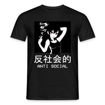Antisocial Anime Girl Waifu Japanese Manga Weeb - T-shirt homme - noir - Devant - AI Model Male 178 light (178cm)