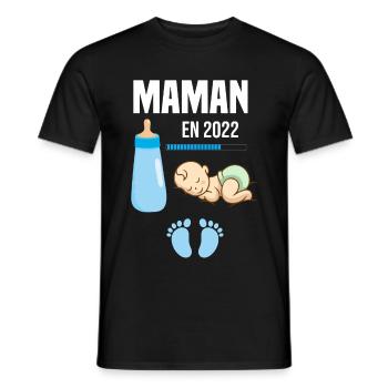 Cadeau De Grossesse Maman En 2022 - T-shirt homme - noir - Devant - AI Model Male 178 light (178cm)