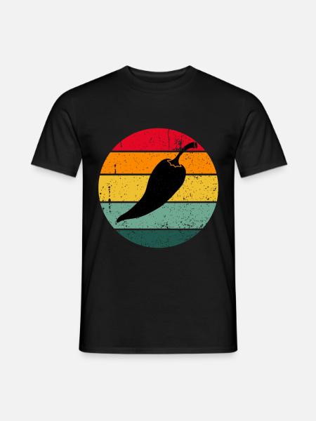 Vintage Retro Chilli Scharf Geschenk Chili - Männer T-Shirt - Schwarz