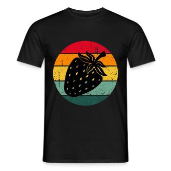 Vintage Retro Strawberry Fruit Fruit Strawberries - Men's T-Shirt - black - Front - AI Model Male 178 light (178cm)