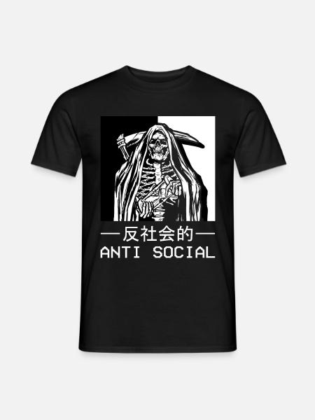 Skelett Sensenmann Antisocial Todesengel - Männer T-Shirt - Schwarz