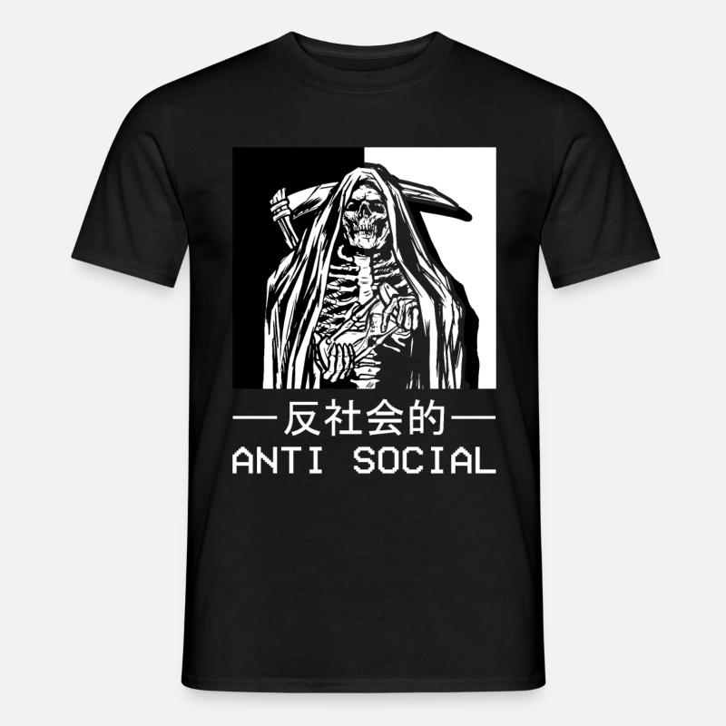 Skelett Sensenmann Antisocial Todesengel - Männer T-Shirt - Schwarz