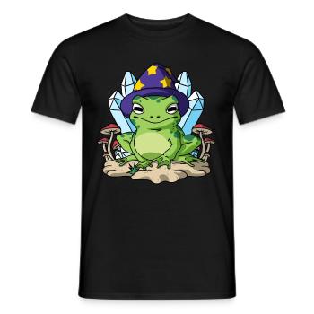 Cottagecore Aesthetic Frog Wizard Hat Mushroom - Men's T-Shirt - black - Front - AI Model Male 178 light (178cm)