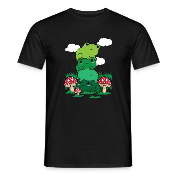 Cottagecore Aesthetic Kawaii Frosch Pile Pilz - Männer T-Shirt - Schwarz - Vorne - AI Model Male 178 light (178cm)