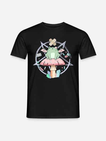 Cottagecore Aesthetic Pastel Goth Frog Pentagram - Men's T-Shirt - black