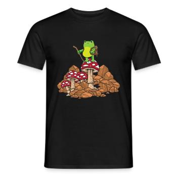 Cottagecore Aesthetic Kawaii Frosch Hiking Pilz - Männer T-Shirt - Schwarz - Vorne - AI Model Male 178 light (178cm)