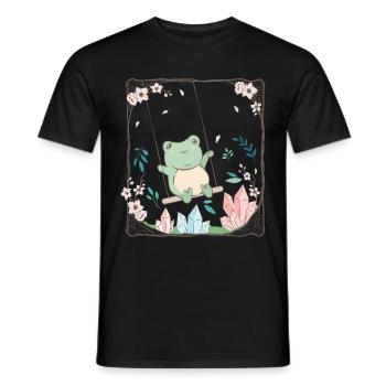 Cottagecore Esthétique Kawaii Grenouille Fleur de Cerisier - T-shirt homme - noir - Devant - AI Model Male 178 light (178cm)