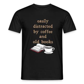 Dark Academia Aesthetic Lustig Coffee And Books - Männer T-Shirt - Schwarz - Vorne - AI Model Male 178 light (178cm)
