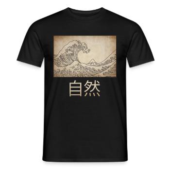 Dark Academia Aesthetic Great Wave Off Kanagawa - Men's T-Shirt - black - Front - AI Model Male 178 light (178cm)