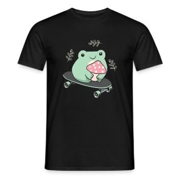 Cottagecore Aesthetic Kawaii Skateboarding Grenouille - T-shirt homme - noir - Devant - AI Model Male 178 light (178cm)