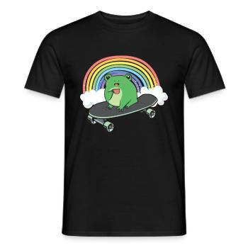 Cottagecore Aesthetic Cute Skateboarding Frosch - Männer T-Shirt - Schwarz - Vorne - AI Model Male 178 light (178cm)