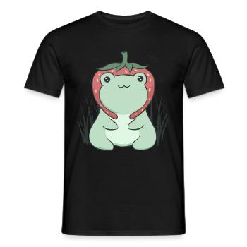 Cottagecore Aesthetic Kawaii Frosch Erdbeere Hut - Männer T-Shirt - Schwarz - Vorne - AI Model Male 178 light (178cm)