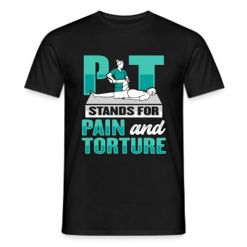 Physiotherapy shirt for physiotherapist - Men's T-Shirt - black - Front - AI Model Male 178 light (178cm)
