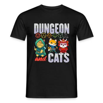 Dungeon and Cats Shirt pour les joueurs de RPG - T-shirt homme - noir - Devant - AI Model Male 178 light (178cm)