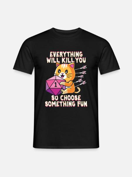 Dungeon RPG Katze Shirt für RPG Gamer - T-shirt herr - svart