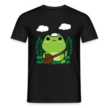 Cottagecore Aesthetic Kawaii Frosch spielt Banjo - Männer T-Shirt - Schwarz - Vorne - AI Model Male 178 light (178cm)
