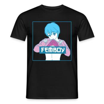 Femboy Japanese Anime Boy Gay Pride Crossdressing - Men's T-Shirt - black - Front - AI Model Male 178 light (178cm)