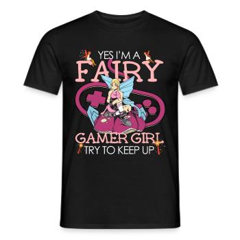 Fairycore Aesthetic Fee Oui Im A Gamer Girl - T-shirt homme - noir - Devant - AI Model Male 178 light (178cm)