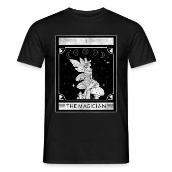 Esthétique Fairycore La carte de tarot de fée magicien - T-shirt homme - noir - Devant - AI Model Male 178 light (178cm)