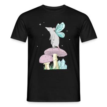 Fairycore Esthétique Fairy Mouse sur un champignon - T-shirt homme - noir - Devant - AI Model Male 178 light (178cm)