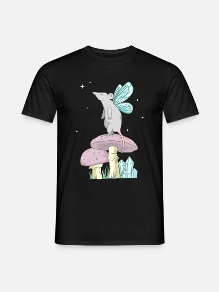 Fairycore Aesthetic Fee Maus auf einem Pilz - Männer T-Shirt - Schwarz