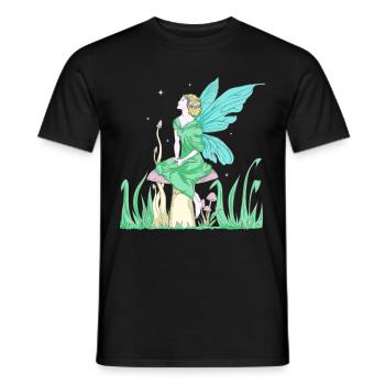 Fairycore Esthétique Elfe Fée sur un champignon - T-shirt homme - noir - Devant - AI Model Male 178 light (178cm)