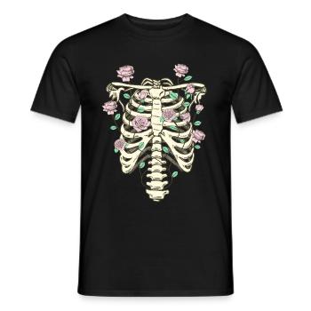 Cottagecore Aesthetic Skelett Thorax Rosen - Männer T-Shirt - Schwarz - Vorne - AI Model Male 178 light (178cm)