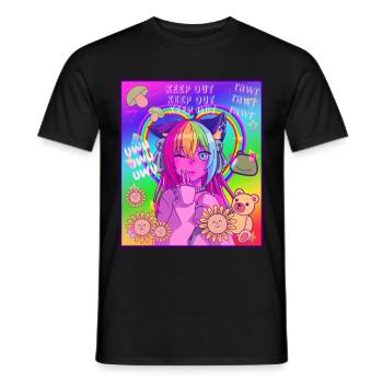 Kidcore Aesthetic Vaporwave Anime Girl Neko UWU - Männer T-Shirt - Schwarz - Vorne - AI Model Male 178 light (178cm)