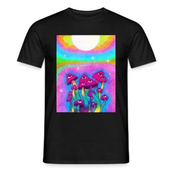 Kidcore Aesthetic Weirdcore Mushroom Eyes Retro - Men's T-Shirt - black - Front - AI Model Male 178 light (178cm)