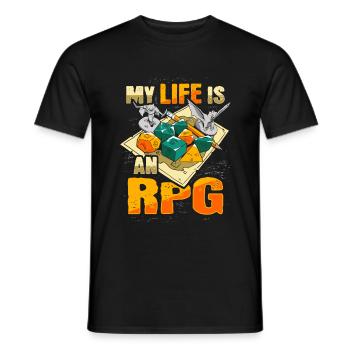 My life is an RPG Shirt for RPG Gamer - Men's T-Shirt - black - Front - AI Model Male 178 light (178cm)