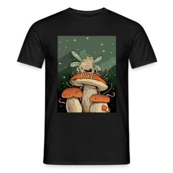 Cottagecore Aesthetic Fairy Frog on Mushroom - Men's T-Shirt - black - Front - AI Model Male 178 light (178cm)