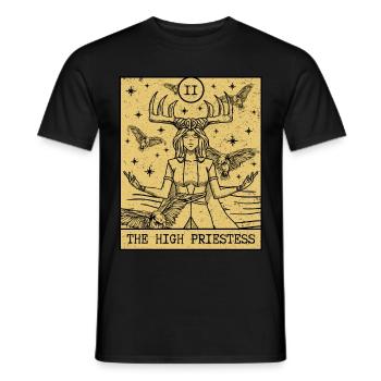 Carte de Tarot Esthétique La Grande Prêtresse Occulte - T-shirt homme - noir - Devant - AI Model Male 178 light (178cm)