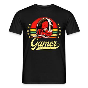 Vintage Gaming Video Games Gambler Retro Gaming - Men's T-Shirt - black - Front - AI Model Male 178 light (178cm)