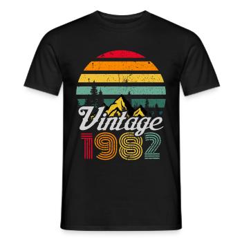 Vintage 1982 82 Birthday Retro Vintage Gift - Men's T-Shirt - black - Front - AI Model Male 178 light (178cm)