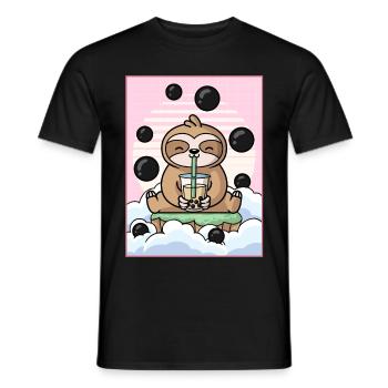 Japanese Aesthetic Kawaii Faultier Boba-Milchtee G - Männer T-Shirt - Schwarz - Vorne - AI Model Male 178 light (178cm)
