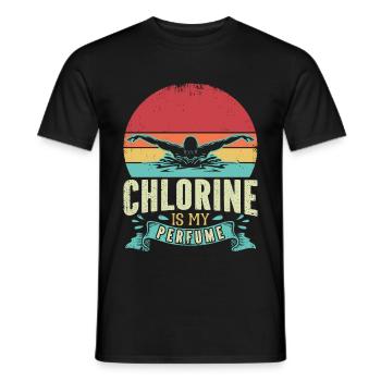 Lustig Schwimmen Schwimmer Chlorine Is My Perfume - Männer T-Shirt - Schwarz - Vorne - AI Model Male 178 light (178cm)