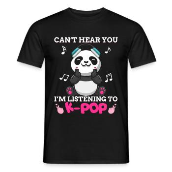 Kpop Kawaii Panda Bear J’écoute de la musique K-pop - T-shirt homme - noir - Devant - AI Model Male 178 light (178cm)