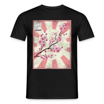 Japanese Aesthetic Kirschblüte Postwertzeichen Ges - Männer T-Shirt - Schwarz - Vorne - AI Model Male 178 light (178cm)
