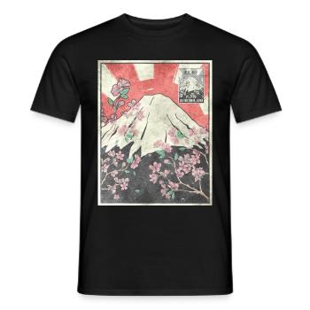 Mt Fuji Kirschblüte Japanisch Ästhetisches Geschen - Männer T-Shirt - Schwarz - Vorne - AI Model Male 178 light (178cm)