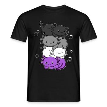 Kawaii Axolotl Bunch Asexual Pride Flag Gesch - Men's T-Shirt - black - Front - AI Model Male 178 light (178cm)