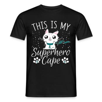 Ovarian Cancer Cat This is My Superhero Umhan - Men's T-Shirt - black - Front - AI Model Male 178 light (178cm)