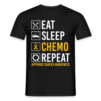 Appendix Cancer Eating Sleep Chemo Repeat Gesc - Men's T-Shirt - black - Front - AI Model Male 178 light (178cm)