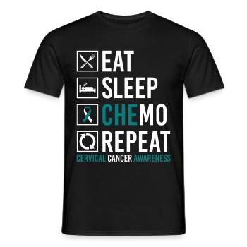 Cervical Cancer Eating Sleep Chemo Wiederho - Men's T-Shirt - black - Front - AI Model Male 178 light (178cm)