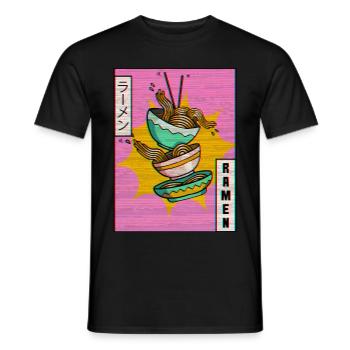 Ramen Noodles Vaporwave Aesthetic Glitch Cadeau - T-shirt homme - noir - Devant - AI Model Male 178 light (178cm)