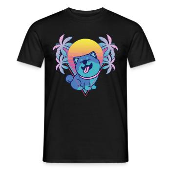 Shiba Inu Vaporwave Aesthetic Retro - Männer T-Shirt - Schwarz - Vorne - AI Model Male 178 light (178cm)