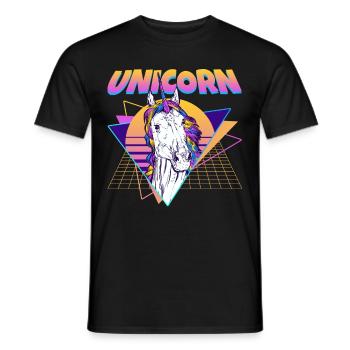 Unicorn Vaporwave Aesthetic Retro - Men's T-Shirt - black - Front - AI Model Male 178 light (178cm)