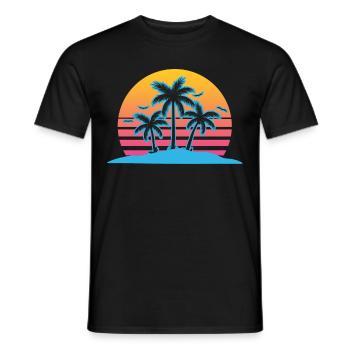 Palm Tree Vaporwave Aesthetic Retro - Männer T-Shirt - Schwarz - Vorne - AI Model Male 178 light (178cm)