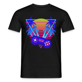 Gamer Gaming Controller Vaporwave Aesthetic - Men's T-Shirt - black - Front - AI Model Male 178 light (178cm)