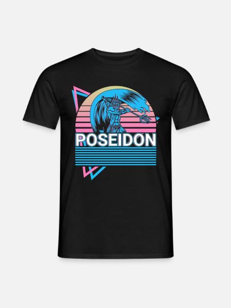 Poséidon Dieu grec de la mer Retro Gesche - T-shirt homme - noir
